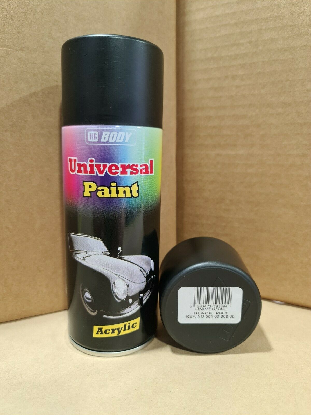 HB Body Universal Spray Paint Acrylic Matt Black 400ml Aerosol