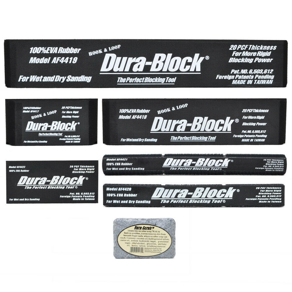 DuraBlock 7 Piece Hook & Loop Sanding Block Kit, AF44HL, Panel Beating