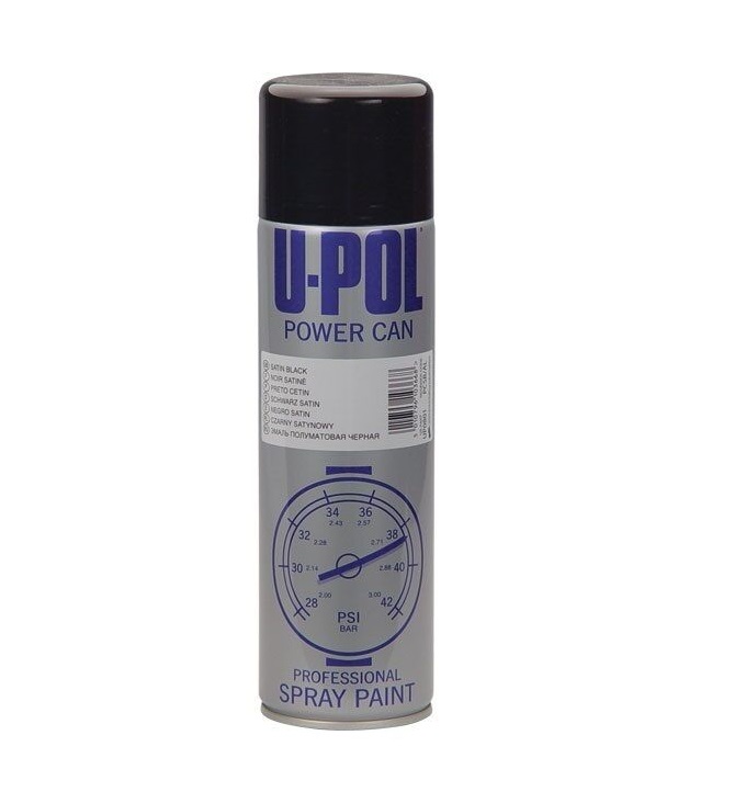UPOL Powercan Satin Black Spray Can, Auto Paint, Touch Up, 500ml